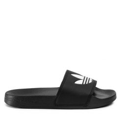 Klapki adidas. Czarne klapki adidas, bez wzorów, sportowe, bez obcasa, bez zapięcia. Za 139.99 zł.
