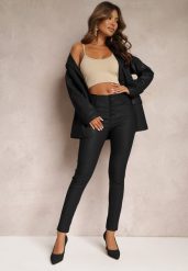 Czarne Modelujące Spodnie z Ekoskóry o Fasonie Skinny Caetana. Czarne jeansy Renee, xl, bez wzorów, z jeansu, eleganckie. W wyprzedaży za 71.99 zł.