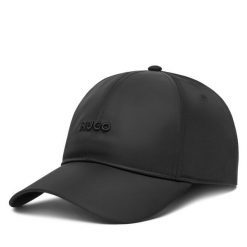 Czapka z daszkiem HUGO. Czarne czapki z daszkiem Hugo, bez wzorów. Za 159.99 zł.