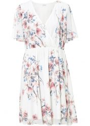 Sukienka mini z siatkowego materiału. Czarne sukienki bonprix, bez wzorów, bez kołnierzyka, bez ramiączek, mini, kopertowe. Za 199.99 zł.