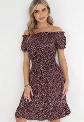 Czarno-Czerwona Sukienka Hiszpanka z Bawełny z Gumką w Pasie Viliana. Czarne sukienki Born2be, na co dzień, l, bez wzorów, z bawełny, eleganckie, bez kołnierzyka, bez ramiączek, midi. W wyprzedaży za 38.24 zł.