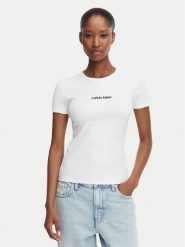 Calvin Klein Jeans T-Shirt LV047G816G Biały Slim Fit. Białe t-shirty Calvin Klein Jeans, xl, bez wzorów, z bawełny, bez kołnierzyka, bez ramiączek. Za 229.99 zł.