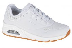 Buty sportowe Sneakersy damskie, Skechers Uno-Stand on Air. Białe buty treningowe Skechers, bez wzorów, z materiału, przed kostkę, bez zapięcia, trekkingowe. Za 366.00 zł.