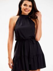 Sukienka Model A580 Black - awama. Czarne sukienki Awama, l, bez wzorów, z bawełny, bez kołnierzyka, bez ramiączek, rozkloszowane. Za 278.53 zł.