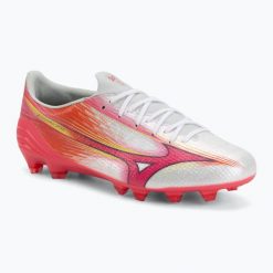Buty piłkarskie Mizuno Alfa III Elite FG. Białe buty do biegania Mizuno, bez wzorów, z materiału, bez zapięcia, do biegania. Za 932.60 zł.