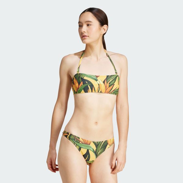 Zestaw adidas x FARM Neckholder Bikini. Zielone bikini adidas, bez wzorów, z materiału, sportowe. Za 249.00 zł.