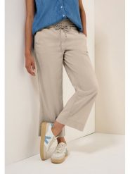 Cecil Spodnie w kolorze granatowym rozmiar: L. Niebieskie spodnie materiałowe Cecil, bez wzorów, z materiału, z podwyższonym stanem. Za 121.51 zł.