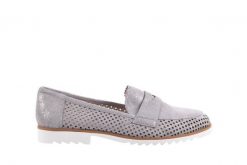 Mokasyny Bayla-018 1133-X87 Lt. Grey 018509, Szary, Skóra naturalna - 38. Szare mokasyny Bayla, bez wzorów, ze skóry, z okrągłym noskiem. W wyprzedaży za 89.10 zł.