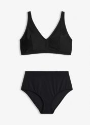 Bikini z dekoltem w serek (komplet 2-cz.). Czarne bikini bonprix, bez wzorów. Za 112.99 zł.