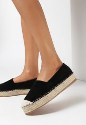 Czarne Espadryle Zdobione Plecionką Thaxie. Czarne espadryle Born2be, z aplikacjami, eleganckie, bez obcasa, na płaskiej podeszwie. W wyprzedaży za 59.49 zł.