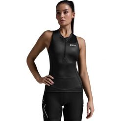 Tank top rowerowy damski 2XU Core Tri Tank. Czarne topy 2XU, l, bez wzorów, sportowe, bez kołnierzyka, bez ramiączek. Za 339.99 zł.