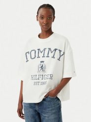 Tommy Hilfiger T-Shirt Varsity WW0WW50940 Kremowy Relaxed Fit. Białe t-shirty Tommy Hilfiger, l, bez wzorów, z bawełny, bez kołnierzyka, bez ramiączek. Za 329.99 zł.