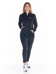 Bluza miękka z pełny zamek błyskawiczny na co dzień. Czarne bluzy LEONE 1947 APPAREL, s, bez wzorów, z dresówki, bez ramiączek, bez kaptura. Za 105.21 zł.