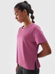 4F Koszulka treningowa oversize szybkoschnąca damska - różowa XS. Czerwone t-shirty sportowe 4f, xs, bez wzorów, z dzianiny, bez ramiączek, na fitness i siłownię. Za 79.99 zł.