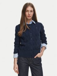 Tommy Hilfiger Kardigan Soft WW0WW52191 Granatowy Regular Fit. Niebieskie swetry Tommy Hilfiger, m, bez wzorów, z wełny, bez ramiączek. Za 649.99 zł.