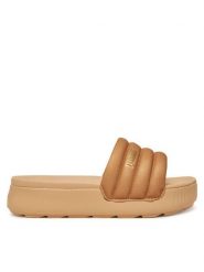 Puma Klapki Karmen Slide Puffy Wns Aqua Metallics PU 400679 02 Złoty. Żółte klapki Puma, bez wzorów, z syntetyku, bez obcasa, bez zapięcia. Za 152.99 zł.