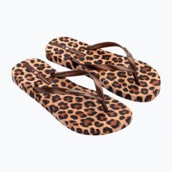 Japonki damskie Ipanema Animal Print. Brązowe japonki Ipanema, bez wzorów, z materiału, eleganckie. Za 109.99 zł.