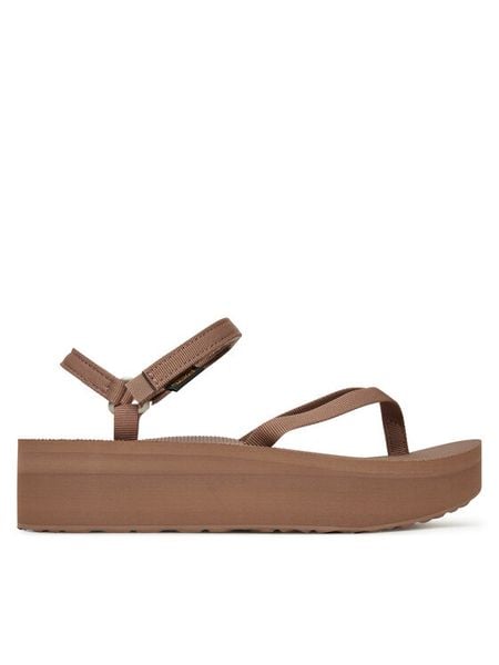 Teva Sandały Flatform Slim 1164630 Brązowy. Brązowe sandały Teva, bez wzorów, z materiału, bez obcasa, na koturnie, bez zapięcia. Za 205.99 zł.