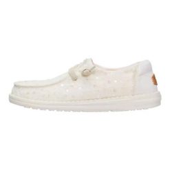 HeyDude Damskie Mokasyny Wendy Sequin Lace. Białe mokasyny Hey dude, bez wzorów, z materiału. Za 329.00 zł.