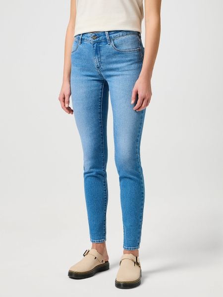 DAMSKIE SPODNIE WRANGLER SKINNY TRUE ENOUGH 112351061. Jeansy Wrangler, l, bez wzorów, z jeansu. Za 209.99 zł.