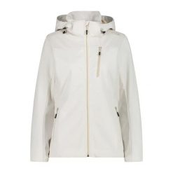 Kurtka wodoodporna z odpinanym kapturem softshell damska CMP. Białe kurtki przejściowe sportowe CMP, xs, bez wzorów, z softshellu, z kapturem, trekkingowe. Za 387.05 zł.