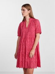 YAS Sukienka letnia Holi 26027163 Różowy Regular Fit. Czerwone sukienki YAS, s, bez wzorów, z bawełny, bez kołnierzyka, bez ramiączek. Za 289.99 zł.