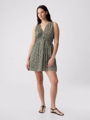 GAP Sukienka w kolorze khaki rozmiar: XL. Brązowe sukienki GAP, xl, bez wzorów, bez kołnierzyka, bez ramiączek, mini, rozkloszowane. Za 70.24 zł.
