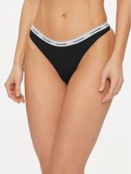 Calvin Klein Underwear Stringi 000QD5043E Czarny. Czarne stringi Calvin Klein Underwear, bez wzorów, z bawełny. Za 59.99 zł.