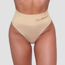 Figi damskie brazylijskie bezszwowe beżowe 2Pack. Brązowe figi GYMBEAM, bez wzorów, z elastanu, z podwyższonym stanem. Za 55.90 zł.