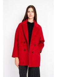 ASSUILI Płaszcz przejściowy w kolorze czerwonym rozmiar: 40. Czerwone płaszcze Assuili, bez wzorów, z wełny, klasyczne, bez kaptura. Za 413.99 zł.