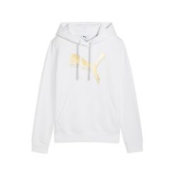 Damska bluza z kapturem ESS METALLIC PUMA. Białe bluzy z kapturem Puma, xs, bez wzorów, z bawełny, z kapturem, do biegania. Za 249.00 zł.