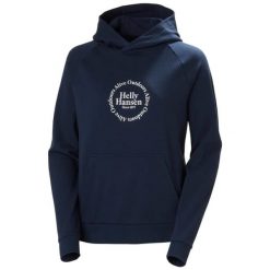 Bluza damska Helly Hansen Core Graphic. Niebieskie bluzy z kapturem Helly Hansen, na lato, s, bez wzorów, z bawełny, z kapturem. Za 392.00 zł.