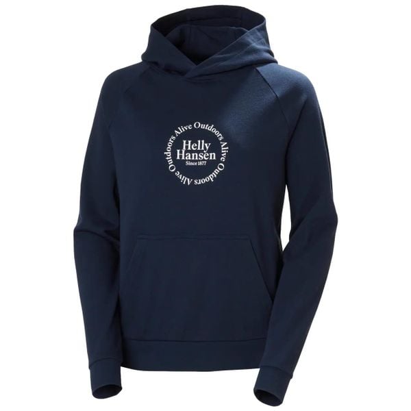 Bluza damska Helly Hansen Core Graphic. Niebieskie bluzy Helly Hansen, na lato, s, bez wzorów, z bawełny, bez ramiączek, z kapturem. Za 335.30 zł.