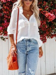 Milan Kiss Bluzka w kolorze białym rozmiar: L. Białe bluzki Milan Kiss, l, bez wzorów, z bawełny, bez kołnierzyka, bez ramiączek. Za 122.67 zł.