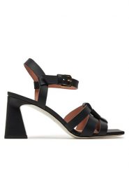 Pollini Sandały SA16607C0ITT0000 Czarny. Czarne sandały Pollini, bez wzorów, ze skóry, bez obcasa, na słupku, bez zapięcia. Za 1,829.00 zł.