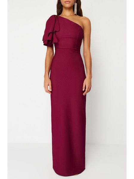 Trendyol Sukienka w kolorze bordowym rozmiar: 34. Czerwone sukienki Trendyol, bez wzorów, bez kołnierzyka, bez ramiączek, maxi. Za 61.60 zł.