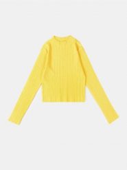 Prążkowany golf - żółty. Żółte swetry Sinsay, l, bez wzorów, prążkowane, bez ramiączek. Za 39.99 zł.