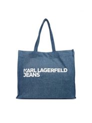 Karl Lagerfeld Jeans Torebka A3W50069 Niebieski. Niebieskie shopper bag Karl Lagerfeld Jeans, bez wzorów, z jeansu, bez dodatków. Za 189.99 zł.