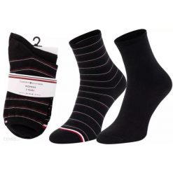 Bawełniane skarpetki Tommy Hilfiger dla kobiet - 2 pary czarne. Czarne skarpetki Tommy Hilfiger, bez wzorów, z bawełny. Za 131.99 zł.