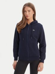 Lacoste Bluza SF5256 Granatowy Regular Fit. Niebieskie bluzy Lacoste, bez wzorów, z bawełny, bez kaptura. Za 609.99 zł.