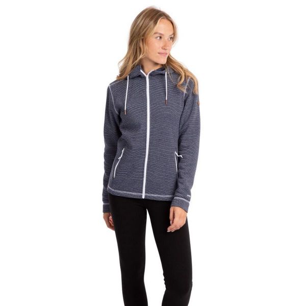 Bluza Polarowa Damska Rootless Stripe Marl AT200. Niebieskie bluzy z kapturem Trespass, na zimę, m, bez wzorów, z materiału, z kapturem, na fitness i siłownię. Za 195.99 zł.