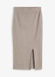 Spódnica dzianinowa z lejącej mieszanki wiskozy. Szare spódnice bonprix, bez wzorów, z dzianiny, eleganckie. Za 114.99 zł.