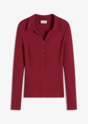Cienki sweter z miękkiej mieszanki wiskozy. Czerwone swetry bonprix, bez wzorów, z wiskozy, bez ramiączek. Za 87.99 zł.