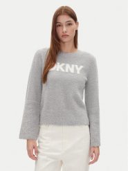 DKNY Sweter DJ4R0504 Szary Regular Fit. Szare swetry DKNY, l, bez wzorów, z syntetyku, bez ramiączek. Za 229.99 zł.