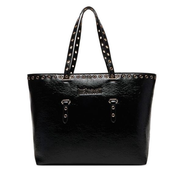 Torebka Just Cavalli. Czarne shopper bag Just Cavalli, bez wzorów, bez dodatków. Za 409.99 zł.