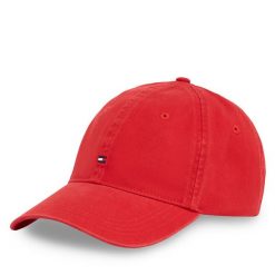 Czapka z daszkiem Tommy Hilfiger. Czerwone czapki z daszkiem Tommy Hilfiger, bez wzorów. Za 109.99 zł.