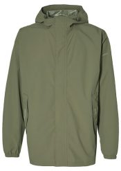 Kurtka przeciwdeszczowa na rower Hoga unisex, oliwkowa. Zielone kurtki BASIL, m, bez wzorów, z materiału, biznesowe, bez kaptura. Za 419.90 zł.