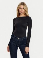 Guess Body W5RP09 KCDE0 Czarny Slim Fit. Czarne body i gorsety Guess, z aplikacjami, z syntetyku, bez ramiączek. Za 259.99 zł.