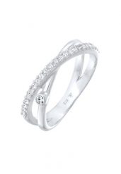 Elli Damski Wrap X Shape mieniący się kryształami w srebrze próby 925 sterling silver Pierścionki 1 ct. Szare pierścionki Elli, srebrne. Za 333.99 zł.
