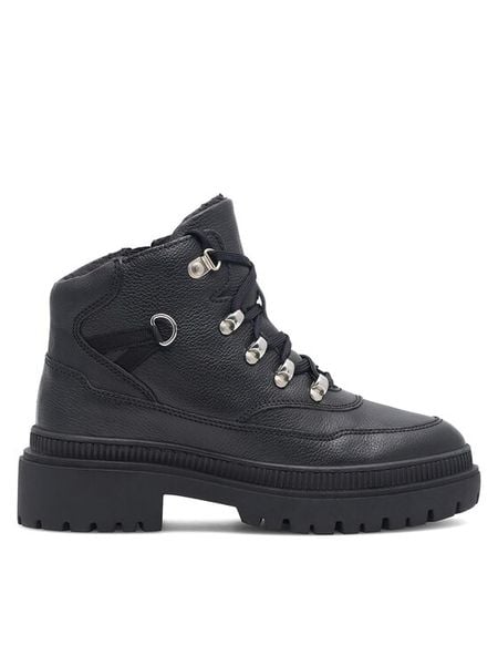 Lasocki Trzewiki WI16-14097-08 Czarny. Czarne botki Lasocki, bez wzorów, ze skóry, bez obcasa, na płaskiej podeszwie, bez zapięcia. Za 279.99 zł.